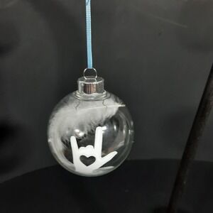 ASL I‎ Love You Ornament Feather Filled Christmas Holiday Decoration